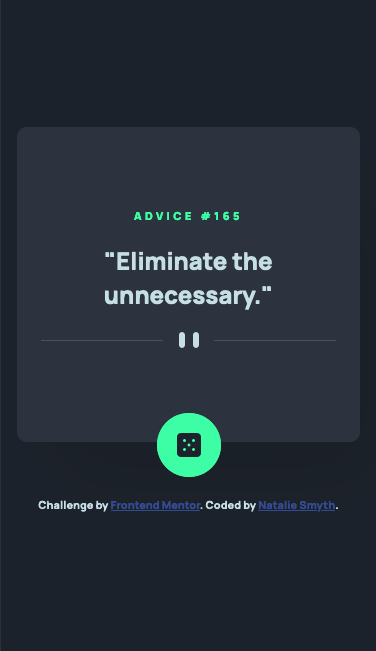 homepage of my advice generator website designed for small screens.